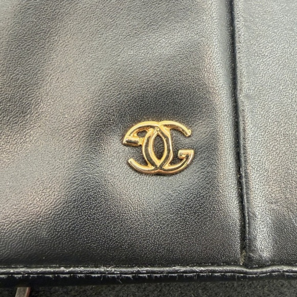 Black Leather Clutch Vintage Cuero Vaca Chain Purse Gold Logo Handbag Argentina - Picture 15 of 15